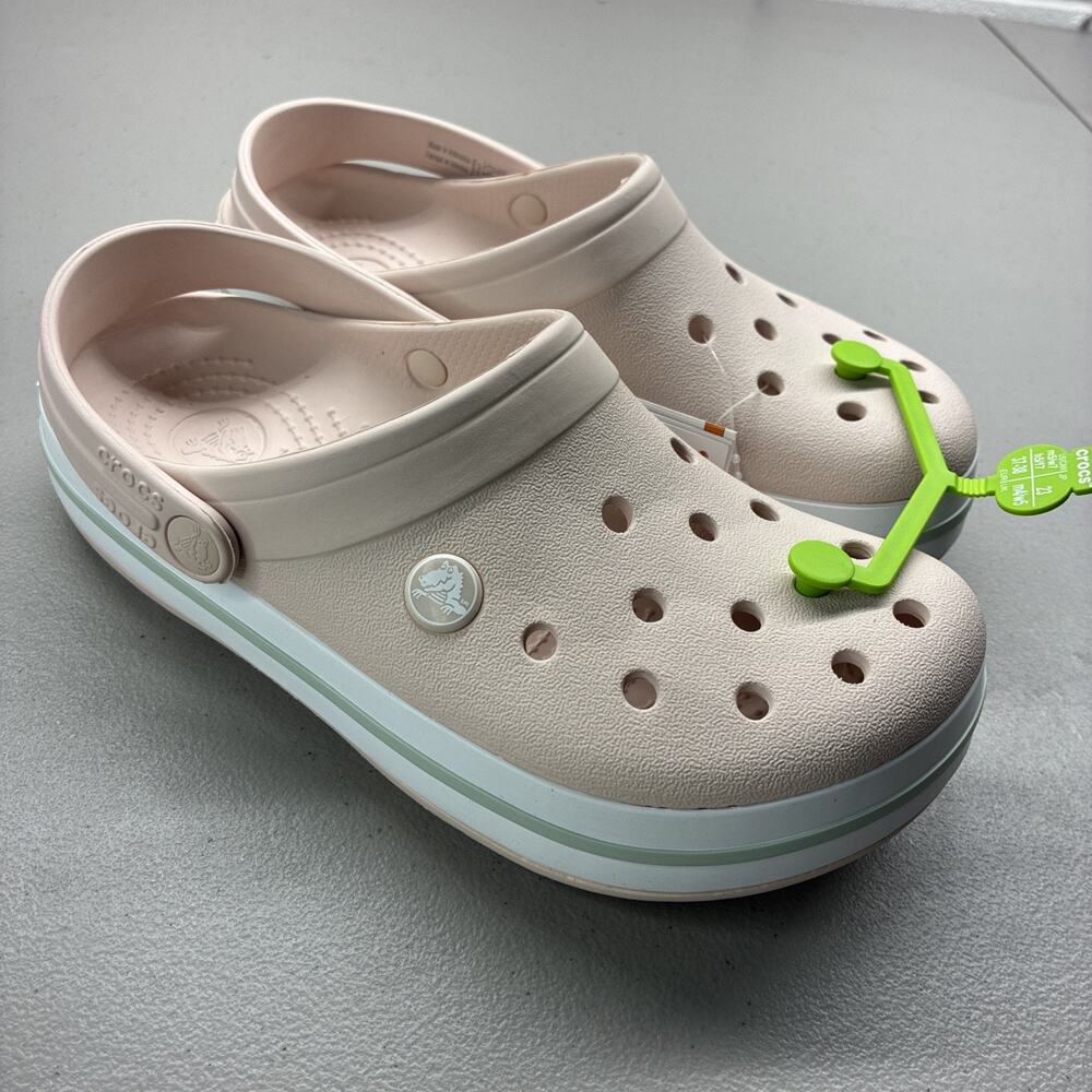 CROCS Crocband Clog in Light Pink with Mint Stripe